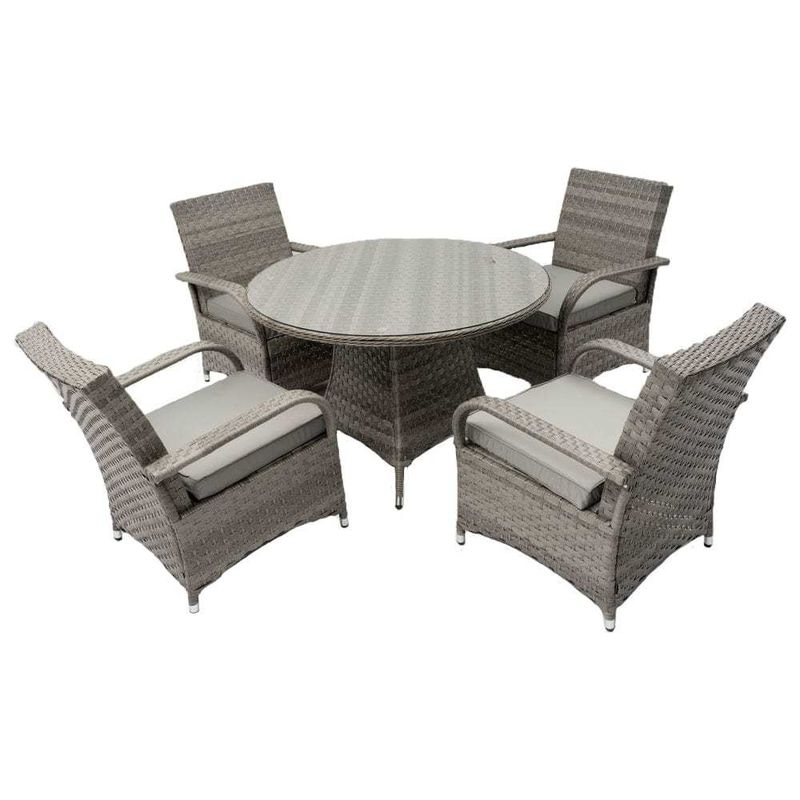 Tavolo rotondo mobili da pranzo per esterni Set da giardino in rotino per 4 posti da AJUNION
