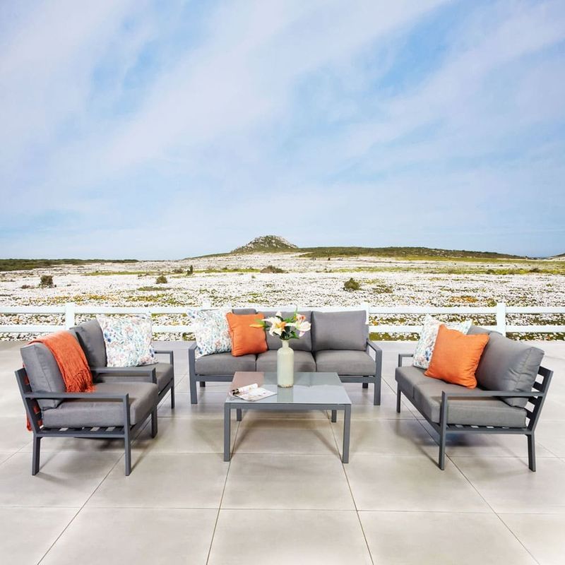 AJUNION 5 pezzi mobili in alluminio per esterni Set divano da giardino Patio Set salotto