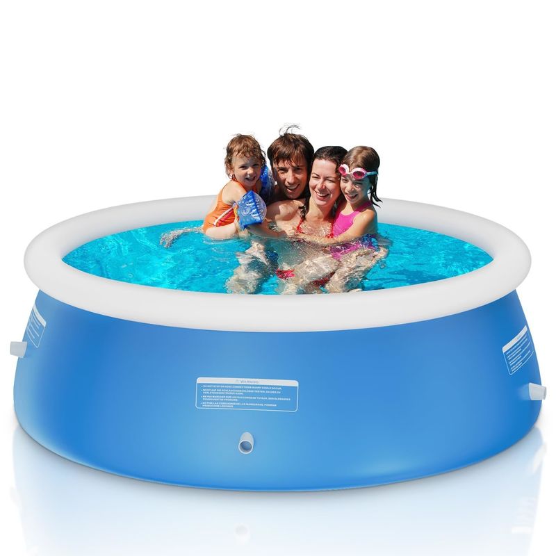 Piscina per famiglie in PVC a sfondo extra grande AJUNION 12ft x 33in per divertimento in giardino all'aperto