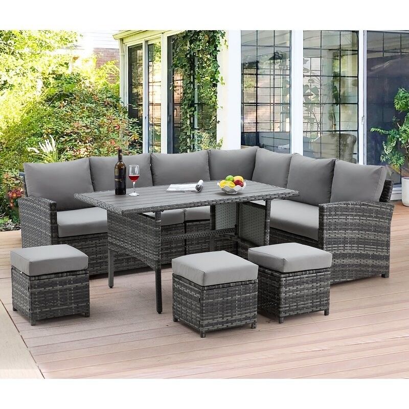 AJUNION 9 Piece Wicker Mobili Esterni Divano di Rattan Set Comodo PE Wicker Rattan