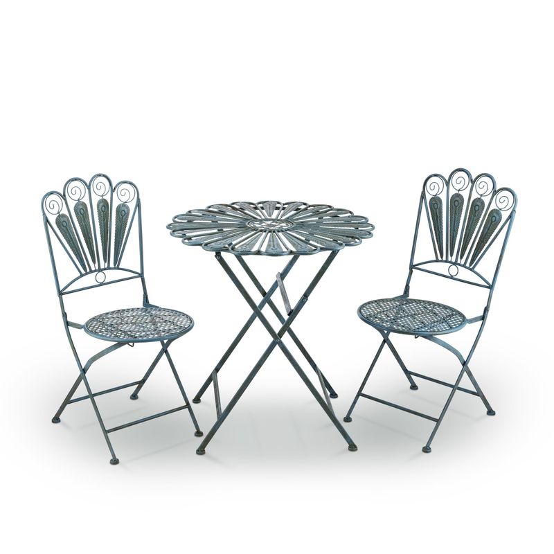 Set di tavolo e sedia pieghevole per il patio Set di bistro ispirato al pavone per qualsiasi riunione