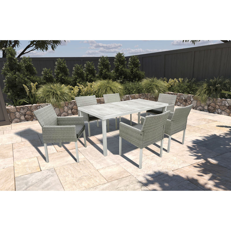 Imballaggio postale Y 7 pezzi mobili da giardino Tavolo e sedie Set con PE Wicker Rattan