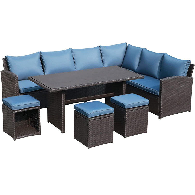 Divano esterno Patio Giardino Balcone Piscina Spiaggia PE tessuto Wicker Rattan Lounge Modulare Divano Set