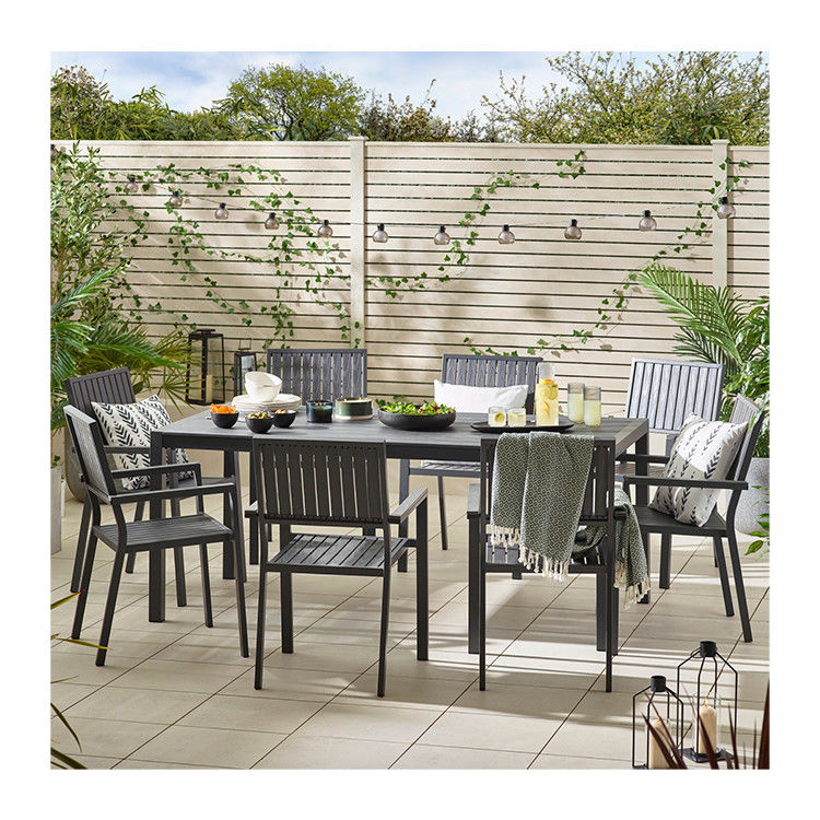Set da pranzo per il patio della villa AJUNION 8 posti Tavola e sedie per esterni con telaio in alluminio