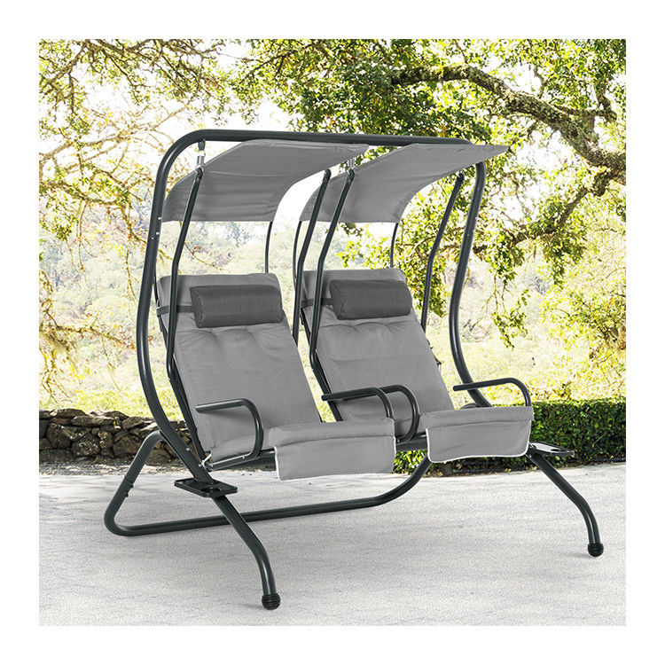 Patio Leisure Facilities AJUNION 2 posti a sedere Swing Outdoor Hanging Chair con baldacchino 37kg