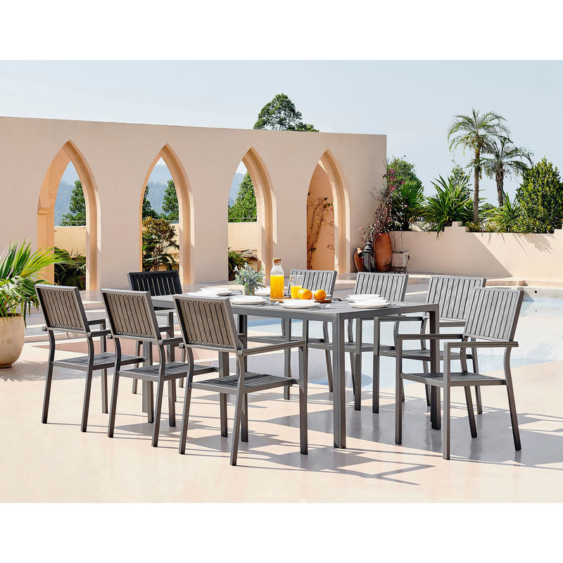 Set da pranzo in alluminio per esterni da 8 posti in legno di teak Tavolo da pranzo da giardino da 8 posti