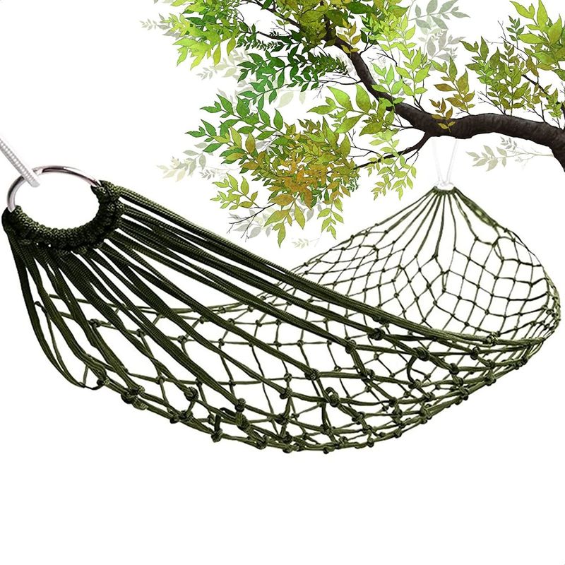 Giardino all'aperto Giardino interno Campeggio Stile agrituristico Portatile Pieghevole Rope Nylon Net Mesh Disegno di amaca singola