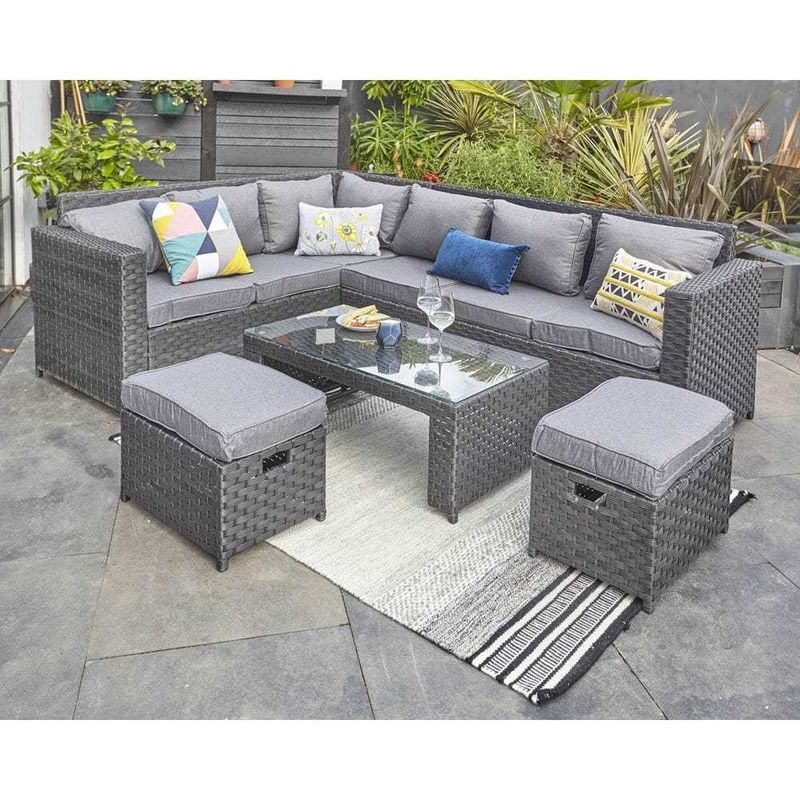 Set da giardino AJUNION 8 posti mobili da esterno di rotino angolo salotto divano set per il cortile