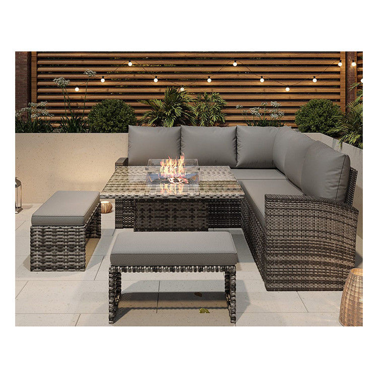 L96xW49xH35cm Dimensione panchina Salone angolare sezionale moderno Mobili da patio con fossa di fuoco