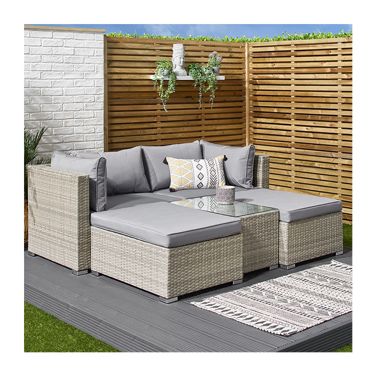 5 pezzi Wicker Rattan Sofa Modulare Esterno Stile di Design Moderno L70xW40xH39cm Dimensione del Tavolo