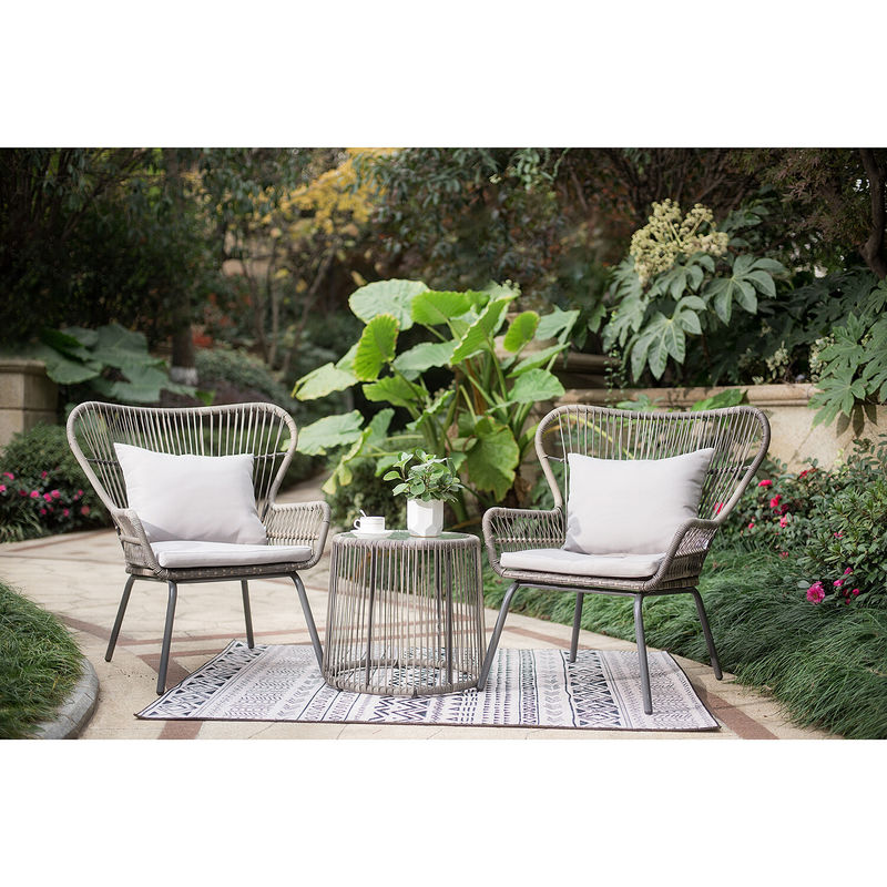 Moderno Design AJUNION 2 Sedute Sedia di Wicker Rattan per Bistro Set Arredamento in piscina