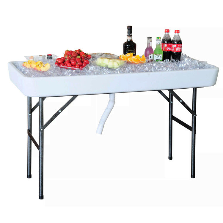Tavolo pieghevole portatile per festa Hotel Camping Piazza HDPE Plastico metallo raffreddatore di ghiaccio
