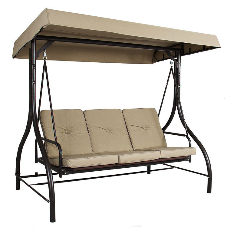 Giardino all'aperto 3 posti Swing Chair con baldacchino e letto pieghevole regolabile