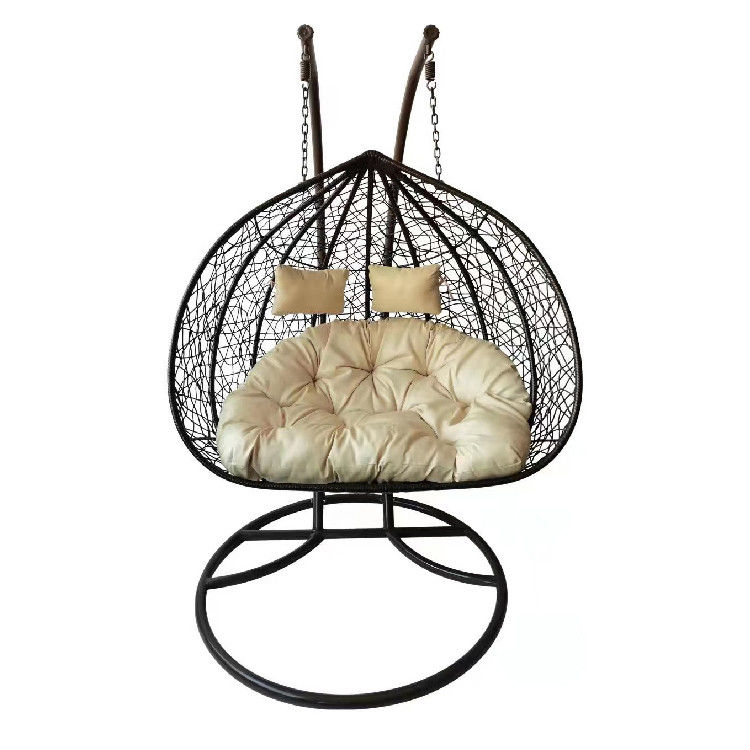 Balcone contemporaneo interno esterno giardino portatile doppia persona appesa rattan Vicker Egg Swing Chair con cuscino