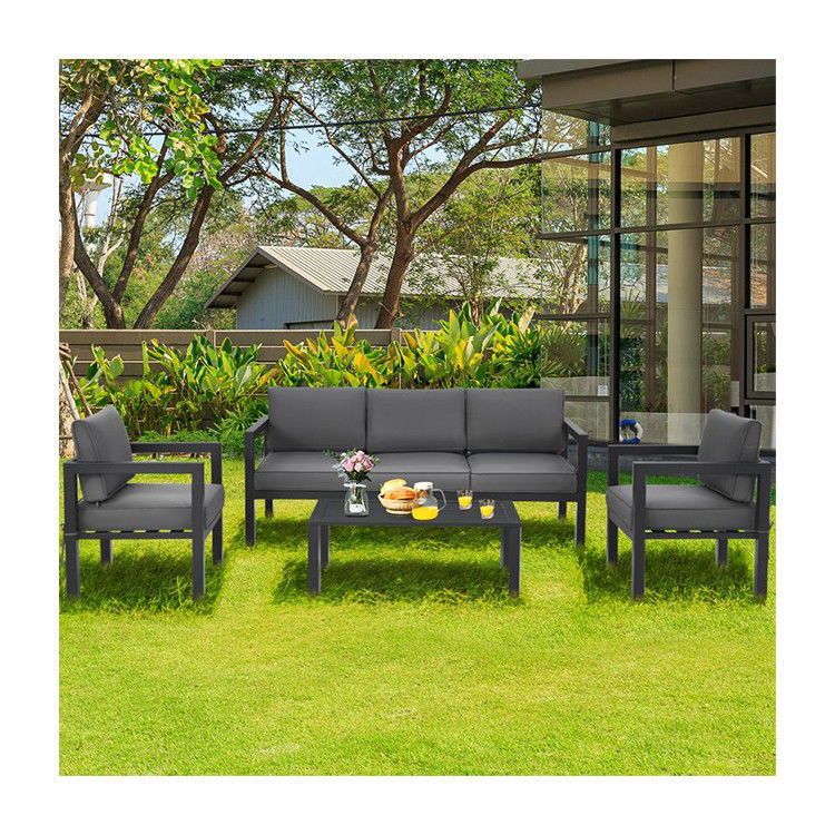 AJUNION 4 pezzi mobili da patio set sedute all'aria aperta in alluminio per lo stile di design moderno