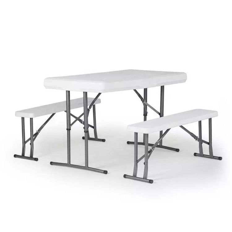 Arredamento esterno Metallo di plastica pieghevole Picnic Tavolo da pranzo Sedile panchina Set per giardino