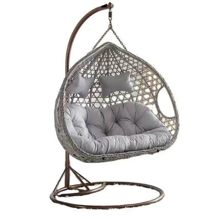 Balcone esterno Cortile giardino Patio Pe Rattan Wicker Egg Swing Chair con stand