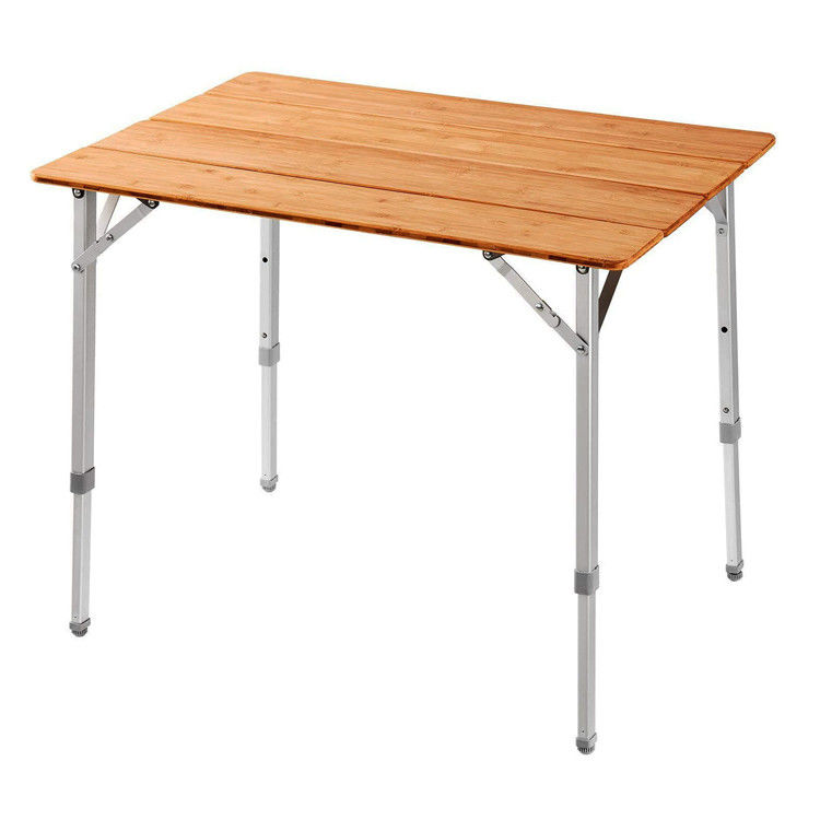 100*65cm Tavolo da tavolo in legno in metallo di bambù piatto piatto da picnic Tavolo da pranzo per campeggio all'aperto