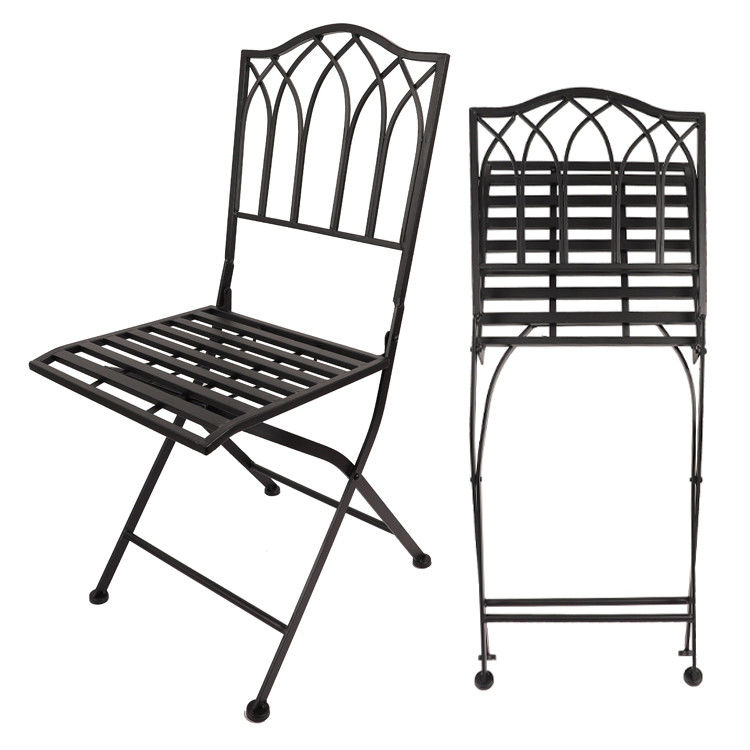 Bistro all'aria aperta Garden Cafe High Back White Forged Iron Metal Folding Chair per eventi di matrimonio