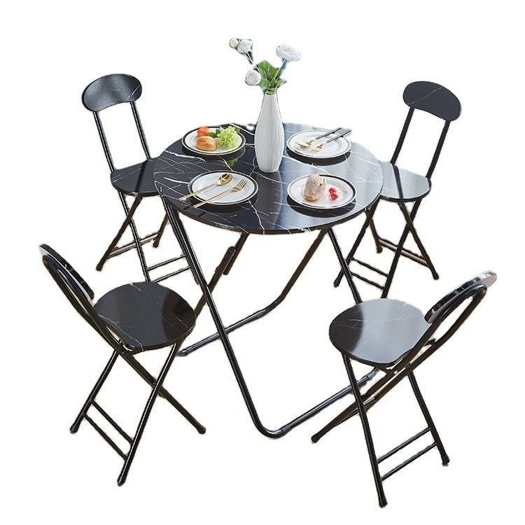 Campeggio all'aria aperta Bistro Cafè Balcone Giardino Patio Metallo Legno Rotondo Tavolo Pieghevole Portatile per Festa